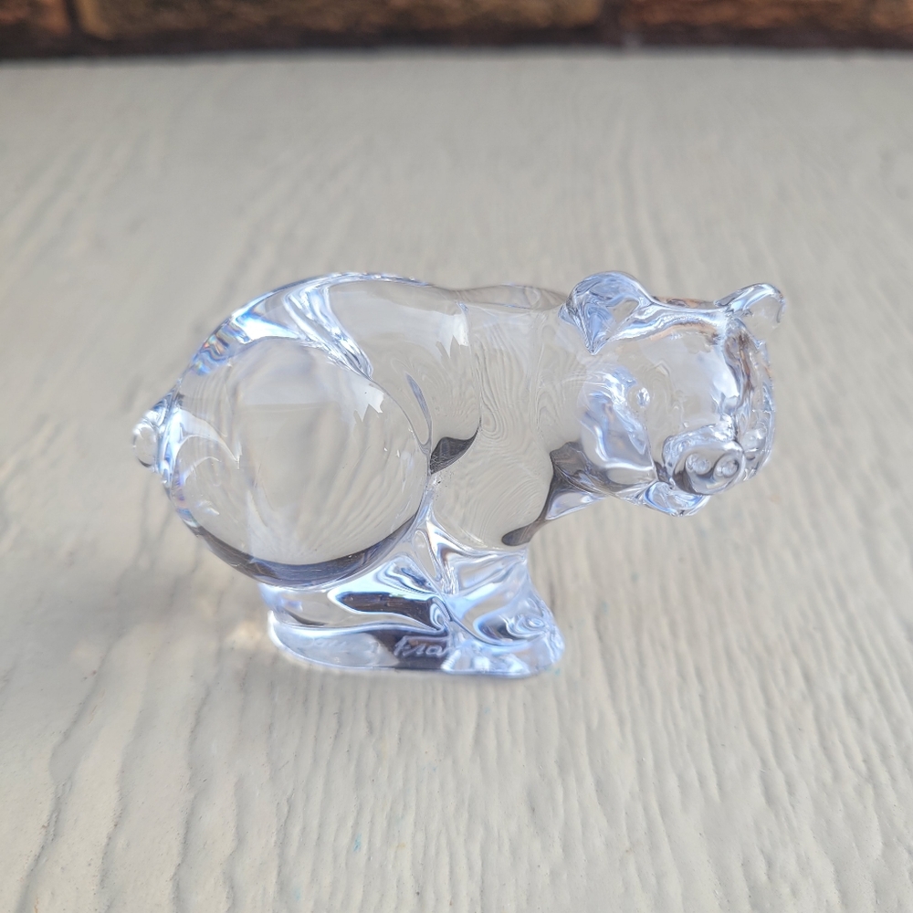 Daum France Pig Crystal Clear Paperweight Signed Figurine No Box
